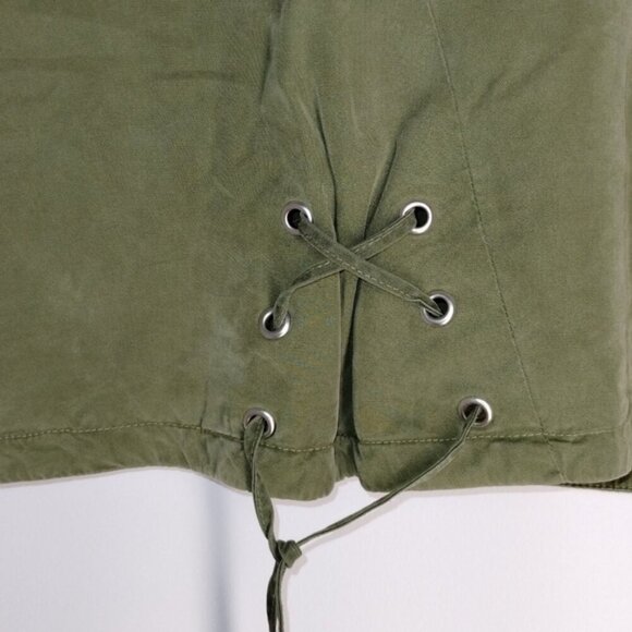 Zara Lace-Up Corset V-Neck Crop Top Olive Green M - Picture 3 of 4